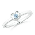thumbnail image 1 of ANGARA Natural Floating Round Aquamarine Open Heart Promise Ring in 14K White Gold for Women (Size-2.5mm) | March Birthstone, Birthday, Anniversary, Jewelry Gift for Women | Natural Aquamarine Ring, 1 of 8