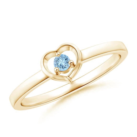 Angara Natural 0.06 Ct. Aquamarine Heart Ring in 14K Yellow Gold for Women (Ring Size: 3)