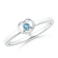 thumbnail image 1 of ANGARA Natural Floating Round Aquamarine Open Heart Promise Ring in 925 Sterling Silver for Women (Size-2.5mm) | March Birthstone, Anniversary, Jewelry Gift for Women | Natural Aquamarine Ring, 1 of 8