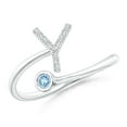 thumbnail image 1 of Angara Natural 0.06 Ct. Aquamarine with Diamond Initials Ring in 14K White Gold for Women (Ring Size: 11.5), 1 of 9