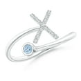 thumbnail image 1 of Angara Natural 0.06 Ct. Aquamarine with Diamond Initials Ring in 14K White Gold for Women (Ring Size: 12), 1 of 9
