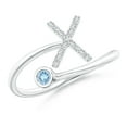 thumbnail image 1 of Angara Natural 0.06 Ct. Aquamarine with Diamond Initials Ring in 14K White Gold for Women (Ring Size: 3.5), 1 of 9