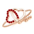 thumbnail image 1 of ANGARA Natural Ruby Intertwined Heart Bolo Ring in 14K Rose Gold for Women (Size-1mm) | July Birthstone, Birthday, Anniversary, Jewelry Gift for Women | Natural Ruby Ring, 1 of 9