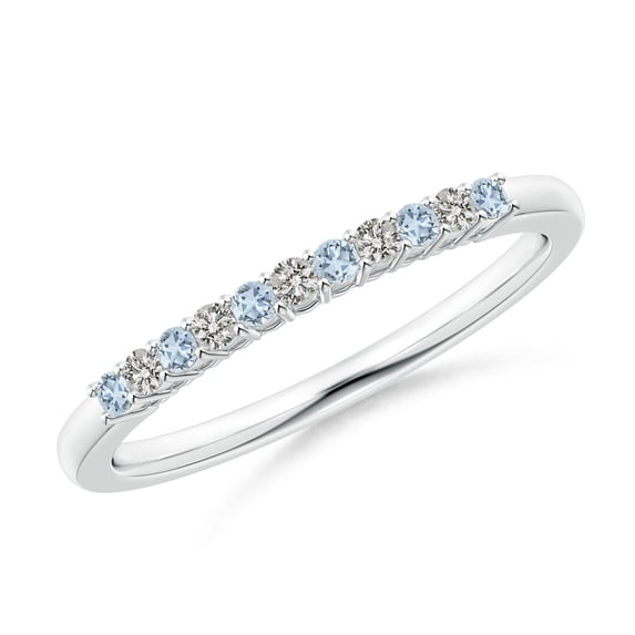 Angara Natural 0.09 Ct. Aquamarine with Diamond Non Eternity Ring in 14K White Gold for Women (Ring Size: 11.5)