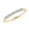 thumbnail image 1 of ANGARA Natural Aquamarine and Diamond Half Eternity Wedding Ring in 14K Yellow Gold for Women (Size-1.5mm) | March Birthstone, Birthday, Anniversary, Jewelry Gift for Women | Natural Aquamarine Ring, 1 of 9