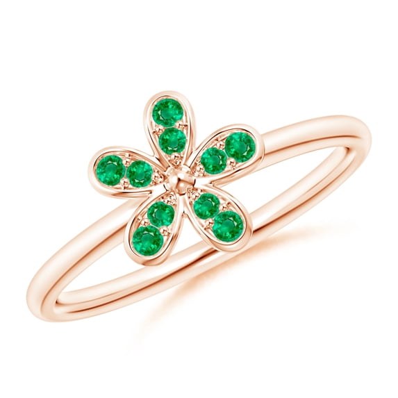 ANGARA Natural Pave-Set Emerald Daisy Ring in 14K Rose Gold for Women (Size-1.5mm) | May Birthstone, Birthday, Anniversary, Jewelry Gift for Women | Natural Emerald Ring
