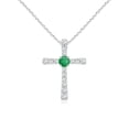 thumbnail image 1 of Angara Natural 0.1 Ct. Emerald with Diamond Cross Pendant Necklace in 14K White Gold for Women with 18 Inch Cable Chain, 1 of 8
