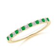 thumbnail image 1 of ANGARA Natural Square Emerald and Princess Diamond Semi Eternity Wedding Ring in 14K Yellow Gold for Women (Size-1.5mm) | May Birthstone, Anniversary, Jewelry Gift for Women | Natural Emerald Ring, 1 of 10