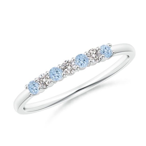 Angara Natural 0.12 Ct. Aquamarine with Diamond Non Eternity Ring in Sterling Silver for Women (Ring Size: 11.5)