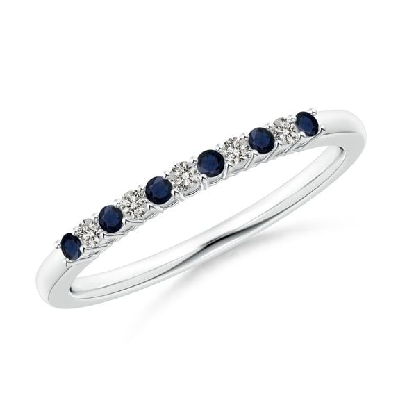 ANGARA Natural Blue Sapphire and Diamond Half Eternity Wedding Ring in 14K White Gold for Women (Size-1.5mm) | September Birthstone, Anniversary, Jewelry Gift for Women | Natural Blue Sapphire Ring