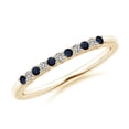 thumbnail image 1 of Angara Natural 0.12 Ct. Blue Sapphire with Diamond Non Eternity Wedding Band in 14K Yellow Gold for Women (Ring Size: 12), 1 of 10