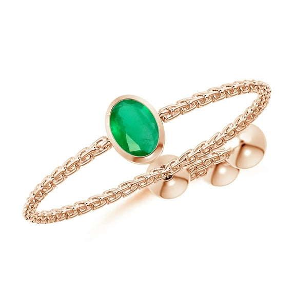 Angara Natural 0.12 Ct. Emerald Stackable Ring in 14K Rose Gold for Women (Ring Size: 3.5)