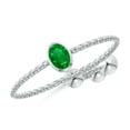 thumbnail image 1 of ANGARA Natural Bezel-Set Oval Emerald Bolo Ring in 14K White Gold for Women (Size-4x3mm) | May Birthstone, Birthday, Anniversary, Jewelry Gift for Women | Natural Emerald Ring, 1 of 8