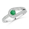 thumbnail image 1 of Angara Natural 0.12 Ct. Emerald with Diamond Solitaire Ring in 14K White Gold for Women (Ring Size: 11.5), 1 of 8