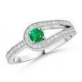 thumbnail image 1 of ANGARA Natural Solitaire Emerald Knot Promise Ring with Diamonds in 14K White Gold for Women (Size-3.2mm) | May Birthstone, Birthday, Anniversary, Jewelry Gift for Women | Natural Emerald Ring, 1 of 7