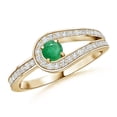 thumbnail image 1 of ANGARA Natural Solitaire Emerald Knot Promise Ring with Diamonds in 14K Yellow Gold for Women (Size-3.2mm) | May Birthstone, Birthday, Anniversary, Jewelry Gift for Women | Natural Emerald Ring, 1 of 7