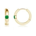 thumbnail image 1 of ANGARA Natural Channel-Set Round Emerald Hinged Hoop Earrings in 14K Yellow Gold for Women (Size-2.5mm) | May Birthstone, Birthday, Anniversary, Jewelry Gift for Women | Natural Emerald Earrings, 1 of 7