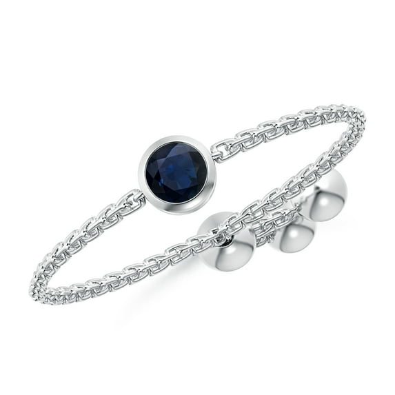 ANGARA Natural Bezel-Set Round Sapphire Bolo Ring in 14K White Gold for Women (Size-3mm) | September Birthstone, Birthday, Anniversary, Jewelry Gift for Women | Natural Blue Sapphire Ring