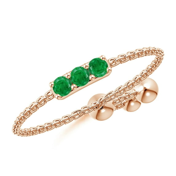 Angara Natural 0.14 Ct. Emerald Stackable Ring in 14K Rose Gold for Women (Ring Size: 3)