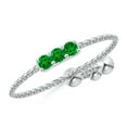 thumbnail image 1 of ANGARA Natural Three Stone Emerald Bar Bolo Ring in 14K White Gold for Women (Size-2mm) | May Birthstone, Birthday, Anniversary, Jewelry Gift for Women | Natural Emerald Ring, 1 of 9