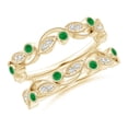 thumbnail image 1 of ANGARA Natural Leaf Motif Emerald and Diamond Ring Wrap in 14K Yellow Gold for Women (Size-1.5mm) | May Birthstone, Birthday, Anniversary, Jewelry Gift for Women | Natural Emerald Ring, 1 of 11
