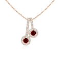 thumbnail image 1 of ANGARA Natural Prong-Set Two Stone Ruby Halo Pendant in 14K Rose Gold for Women (Size-2.3mm) | July Birthstone, Birthday, Anniversary, Jewelry Gift for Women | Natural Ruby Necklace, 1 of 8