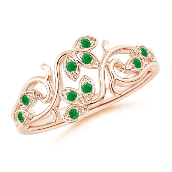 Angara Natural 0.15 Ct. Emerald Fashion Ring in 14K Rose Gold for Women (Ring Size: 3)
