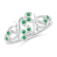 thumbnail image 1 of ANGARA Natural Nature Inspired Pave-Set Emerald Leaf and Vine Ring in 14K White Gold for Women (Size-1.3mm) | May Birthstone, Birthday, Anniversary, Jewelry Gift for Women | Natural Emerald Ring, 1 of 9