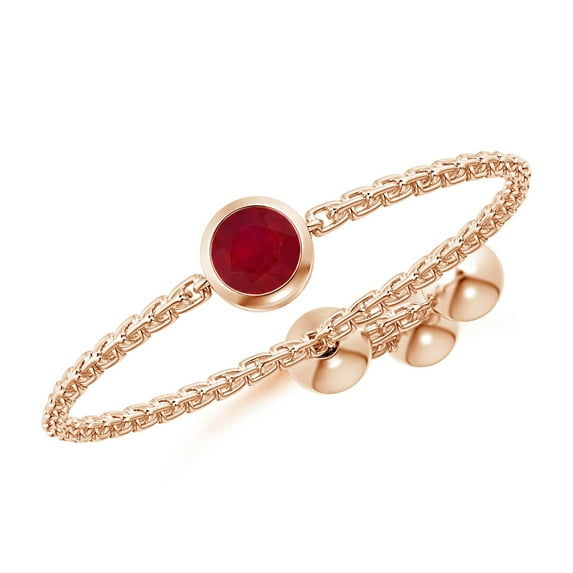 ANGARA Natural Bezel-Set Round Ruby Bolo Ring in 14K Rose Gold for Women (Size-3mm) | July Birthstone, Birthday, Anniversary, Jewelry Gift for Women | Natural Ruby Ring