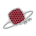thumbnail image 1 of ANGARA Natural Pave-Set Ruby Cushion Bolo Ring in 14K White Gold for Women (Size-1.2mm) | July Birthstone, Birthday, Anniversary, Jewelry Gift for Women | Natural Ruby Ring, 1 of 9