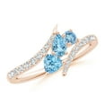 thumbnail image 1 of ANGARA Natural Three Stone Multi-Shape Aquamarine Pisces Bypass Ring in 14K Rose Gold for Women (Size-5x3mm) | March Birthstone, Anniversary, Jewelry Gift for Women | Natural Aquamarine Ring, 1 of 9