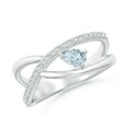 thumbnail image 1 of ANGARA Natural Criss Cross Pear Shaped Aquamarine Ring with Diamond Accents in 14K White Gold for Women (Size-5x3mm) | March Birthstone, Anniversary, Jewelry Gift for Women | Natural Aquamarine Ring, 1 of 7