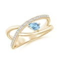 thumbnail image 1 of ANGARA Natural Criss Cross Pear Shaped Aquamarine Ring with Diamond Accents in 14K Yellow Gold for Women (Size-5x3mm) | March Birthstone, Anniversary, Jewelry Gift for Women | Natural Aquamarine Ring, 1 of 7