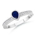 thumbnail image 1 of ANGARA Natural Bezel Pear Sapphire Stackable Ring with Diamond Accents in 14K White Gold for Women (Size-4x3mm) | September Birthstone, Anniversary, Jewelry Gift for Women | Natural Sapphire Ring, 1 of 9