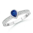thumbnail image 1 of ANGARA Natural Bezel Pear Sapphire Stackable Ring with Diamond Accents in 14K White Gold for Women (Size-4x3mm) | September Birthstone, Anniversary, Jewelry Gift for Women | Natural Sapphire Ring, 1 of 8