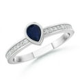 thumbnail image 1 of ANGARA Natural Bezel Pear Sapphire Stackable Ring with Diamond Accents in 14K White Gold for Women (Size-4x3mm) | September Birthstone, Anniversary, Jewelry Gift for Women | Natural Sapphire Ring, 1 of 8