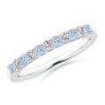 thumbnail image 1 of ANGARA Natural Aquamarine and Diamond Half Eternity Wedding Ring in 14K White Gold for Women (Size-2mm) | March Birthstone, Birthday, Anniversary, Jewelry Gift for Women | Natural Aquamarine Ring, 1 of 9