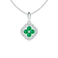 thumbnail image 1 of ANGARA Natural Diamond Framed Emerald Clover Pendant in 14K White Gold for Women (Size-2mm) | May Birthstone, Birthday, Anniversary, Jewelry Gift for Women | Natural Emerald Necklace, 1 of 9