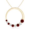 thumbnail image 1 of ANGARA Natural Ruby and Diamond Circle Journey Pendant in 14K Yellow Gold for Women (Size-3.2mm) | July Birthstone, Birthday, Anniversary, Jewelry Gift for Women | Natural Ruby Necklace, 1 of 9