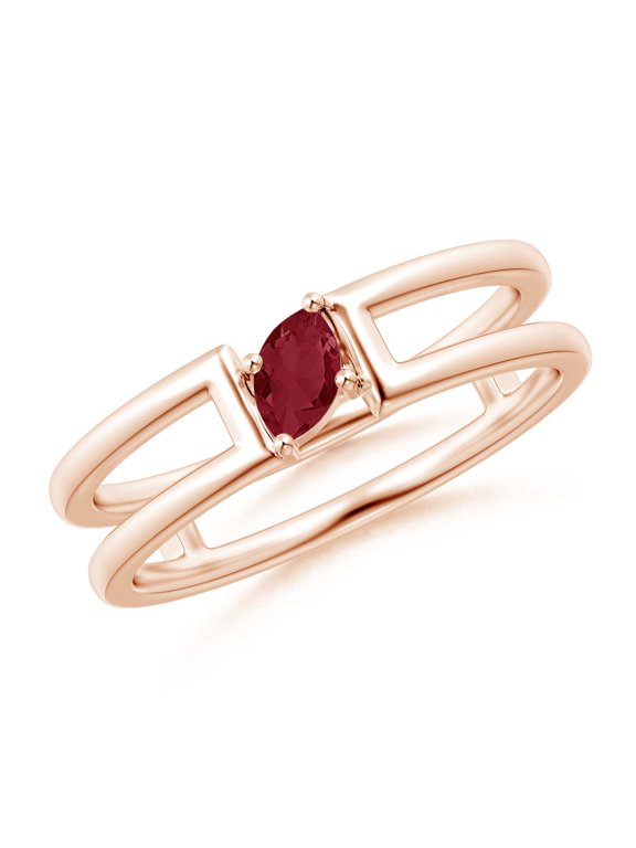 Natural Tilted Marquise Ruby Solitaire Parallel Split Shank Ring in 14K Rose Gold for Women (Size-5x2.5mm) | July Birthstone, Birthday, Anniversary, Jewelry Gift for Women | Natural Ruby Ring
