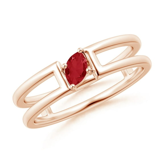 ANGARA Natural Tilted Marquise Ruby Solitaire Parallel Split Shank Ring in 14K Rose Gold for Women (Size-5x2.5mm) | July Birthstone, Birthday, Anniversary, Jewelry Gift for Women | Natural Ruby Ring