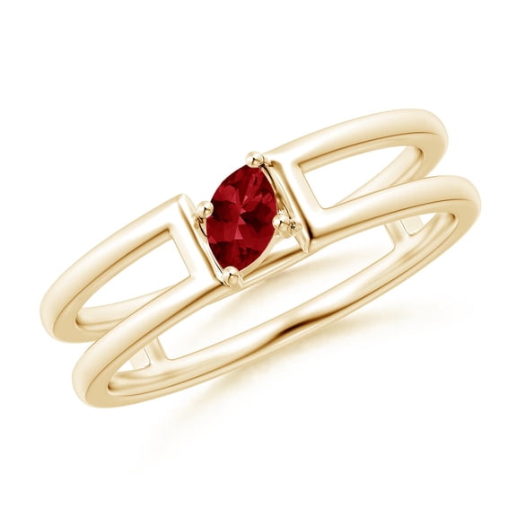 ANGARA Natural Tilted Marquise Ruby Solitaire Parallel Split Shank Ring in 14K Yellow Gold for Women (Size-5x2.5mm) | July Birthstone, Anniversary, Jewelry Gift for Women | Natural Ruby Ring