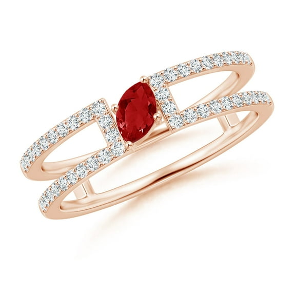 ANGARA Natural Tilted Marquise Ruby Parallel Split Shank Ring in 14K Rose Gold for Women (Size-5x2.5mm) | July Birthstone, Birthday, Anniversary, Jewelry Gift for Women | Natural Ruby Ring