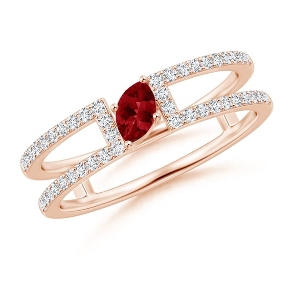 ANGARA Natural Tilted Marquise Ruby Parallel Split Shank Ring in 14K Rose Gold for Women (Size-5x2.5mm) | July Birthstone, Birthday, Anniversary, Jewelry Gift for Women | Natural Ruby Ring