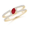 thumbnail image 1 of ANGARA Natural Tilted Marquise Ruby Parallel Split Shank Ring in 14K Yellow Gold for Women (Size-5x2.5mm) | July Birthstone, Birthday, Anniversary, Jewelry Gift for Women | Natural Ruby Ring, 1 of 9