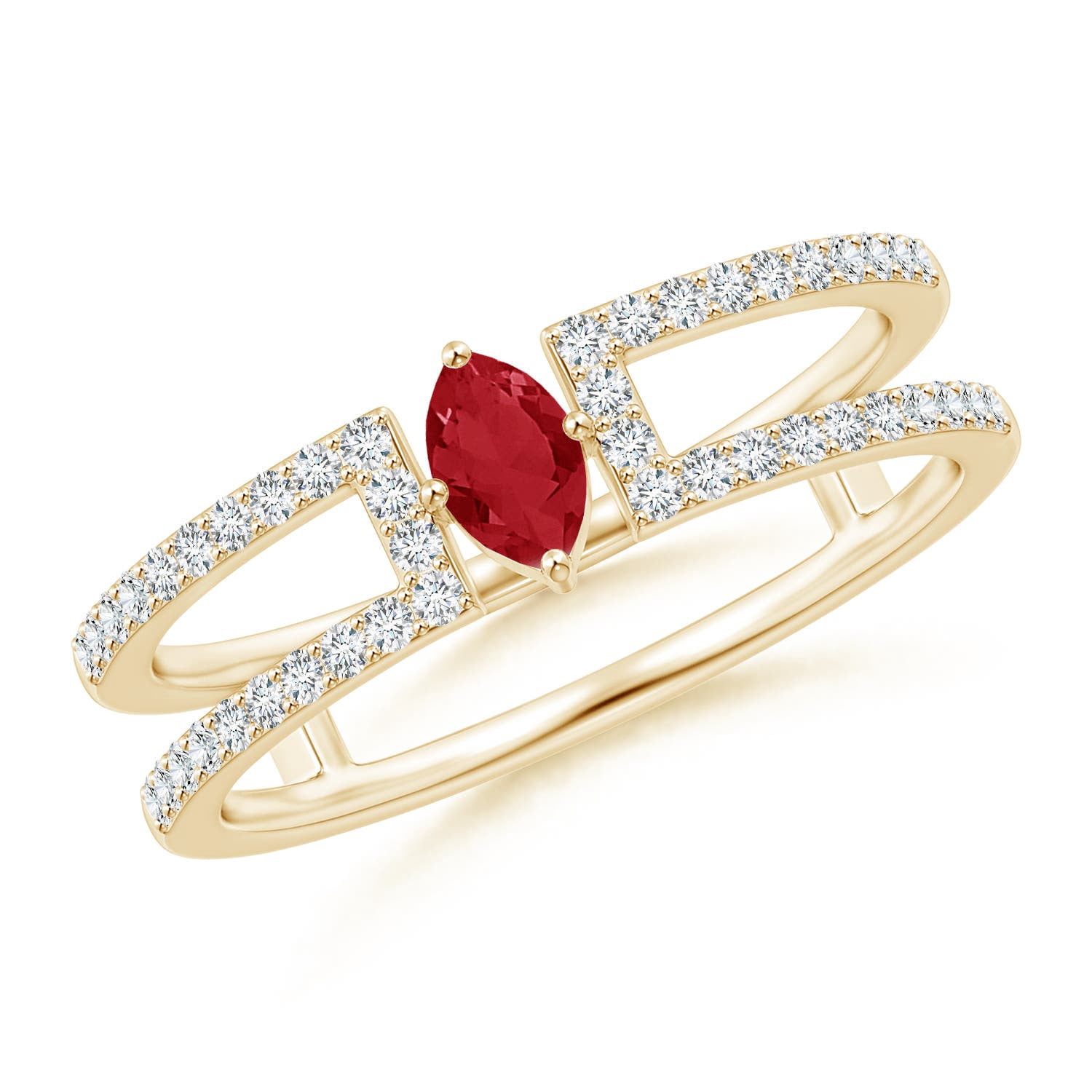 ANGARA Natural Marquise Ruby Parallel Split Shank Ring with Accents in ...