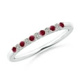 thumbnail image 1 of ANGARA Natural Ruby and Diamond Half Eternity Wedding Ring in 14K White Gold for Women (Size-1.5mm) | July Birthstone, Birthday, Anniversary, Jewelry Gift for Women | Natural Ruby Ring, 1 of 9