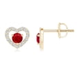 thumbnail image 1 of ANGARA Natural Solitaire Ruby Open Heart Studs with Diamonds in 14K Yellow Gold for Women (Size-2.5mm) | July Birthstone, Birthday, Anniversary, Jewelry Gift for Women | Natural Ruby Earrings, 1 of 7