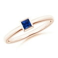 thumbnail image 1 of ANGARA Natural Bezel-Set Solitaire Square Blue Sapphire Stackable Ring in 14K Rose Gold for Women (Size-3mm) | September Birthstone, Anniversary, Jewelry Gift for Women | Natural Blue Sapphire Ring, 1 of 9