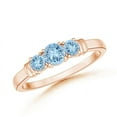 thumbnail image 1 of ANGARA Natural Vintage Style Three Stone Aquamarine Wedding Band in 14K Rose Gold for Women (Size-4mm) | March Birthstone, Birthday, Anniversary, Jewelry Gift for Women | Natural Aquamarine Ring, 1 of 9